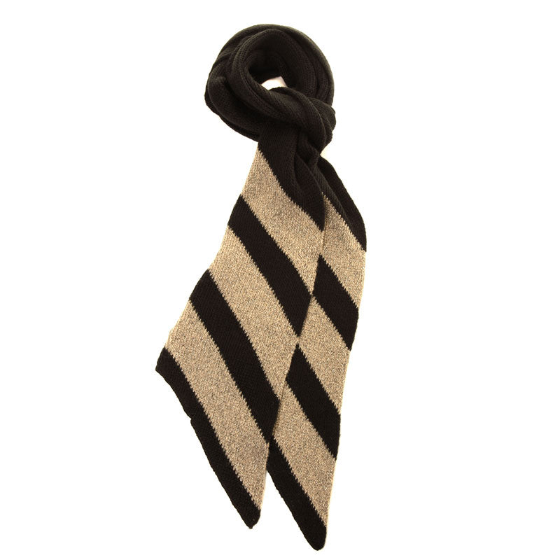 Shimmer striped knitted scarf Gold - Scattee