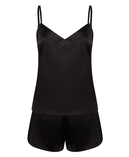 Women's satin cami short pyjamas Black
