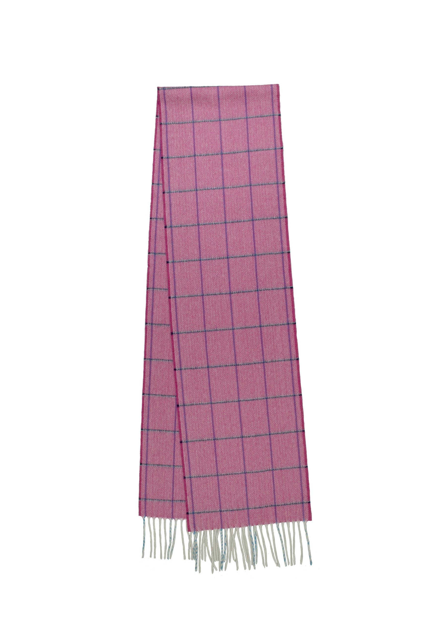 Cashmere Herringbone Plaid Scarf - Pink