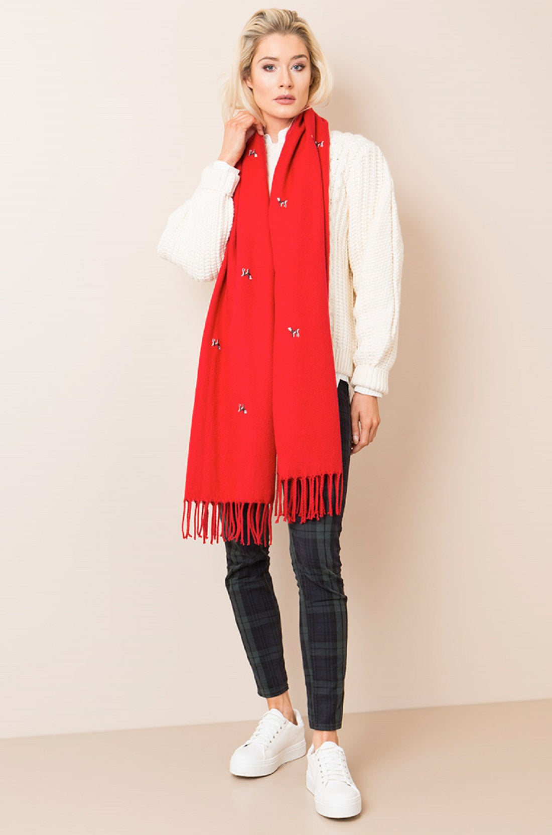 Rufus Embroidered Dog Scarf Red - Scattee
