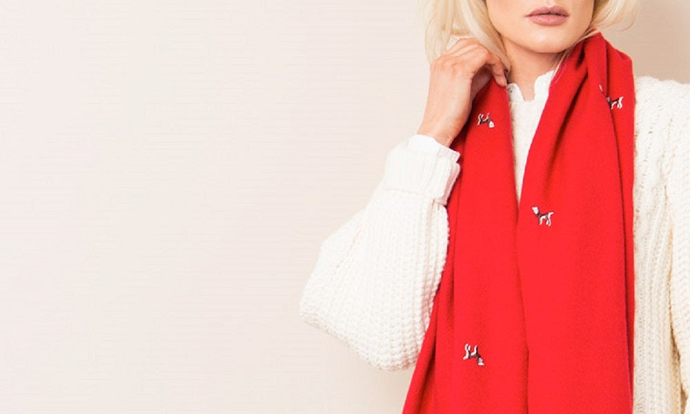 Rufus Embroidered Dog Scarf Red - Scattee