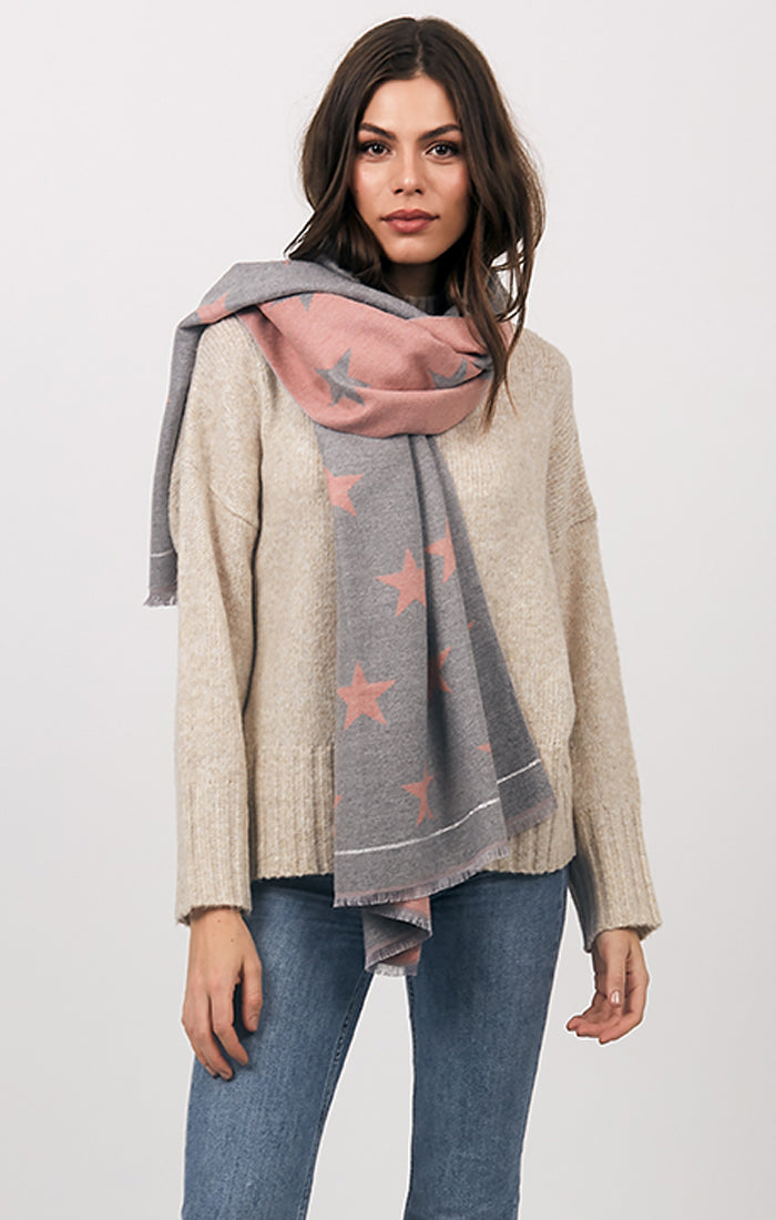 Reversible Luxury Scarf Pink Charcoal