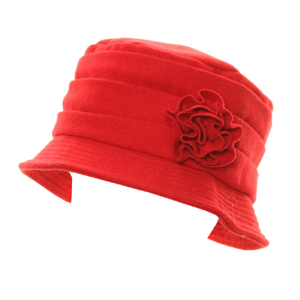 Crushable Wool Hat with Bow Red - Scattee