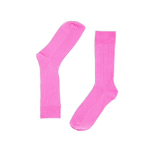 Signature Bamboo-Cotton Ribbed Socks Electric Pink