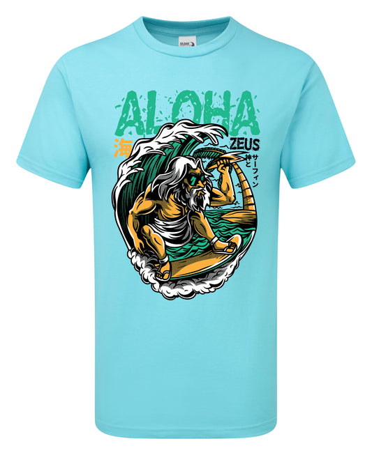 Aloha Zeus Surfer God T-Shirt - Scattee