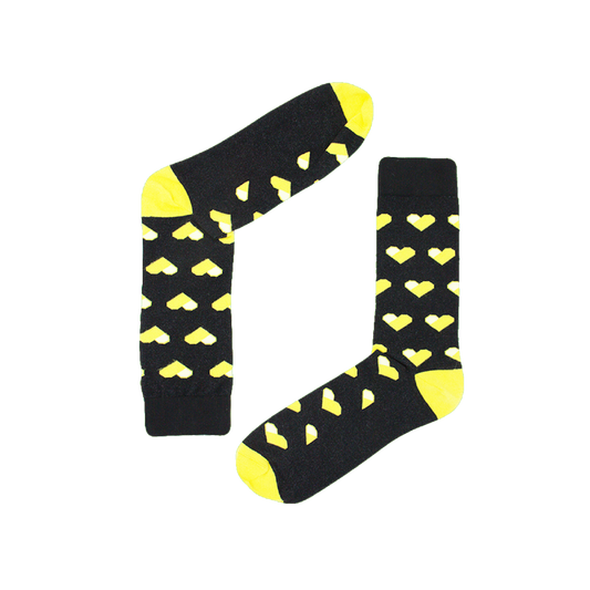 Yellow Love Heart Socks