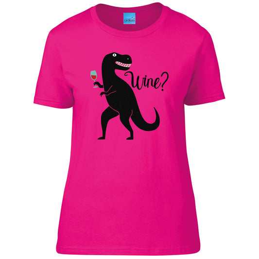 Dinosaur with a Glass of Wine Ladies T