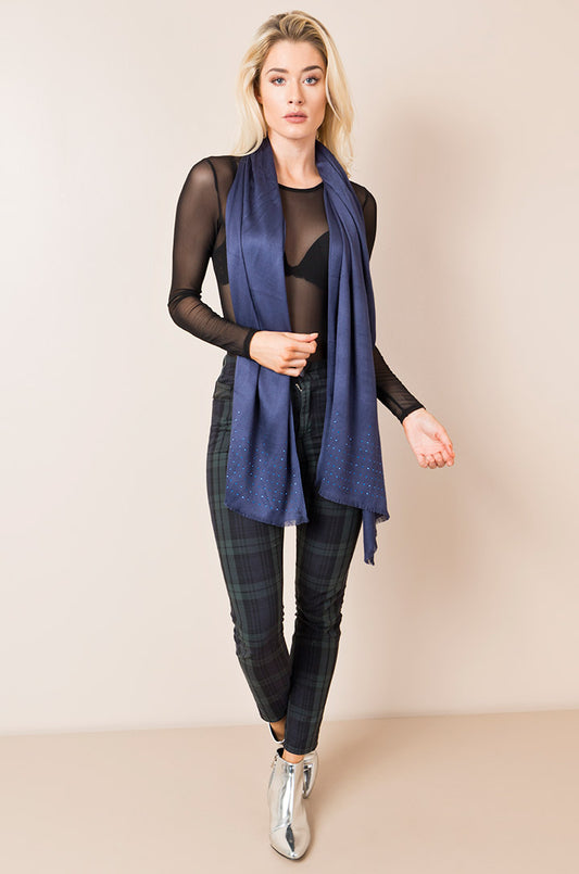 Soft Lightweight Sparkling Ola Scarf Navy