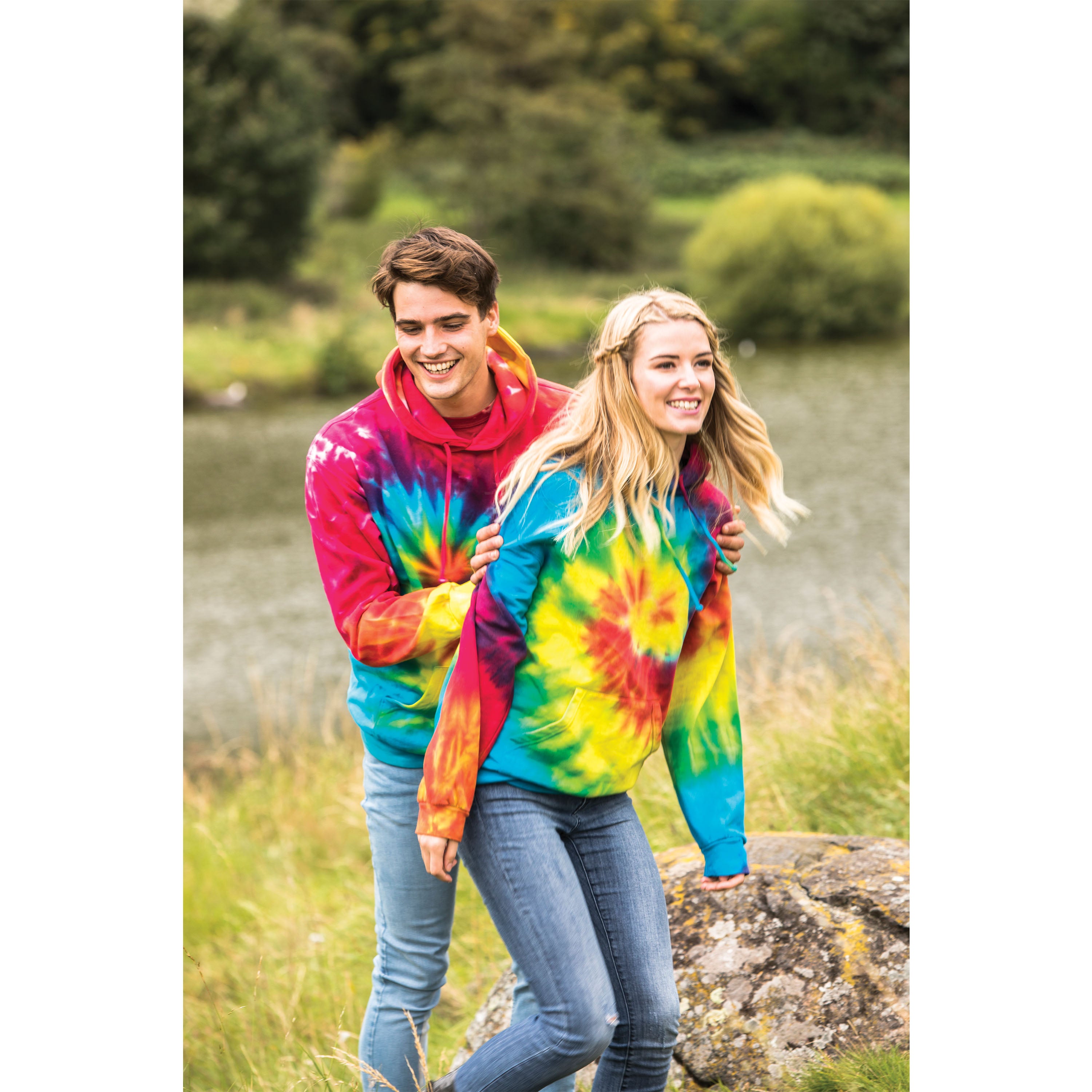 Multi rainbow tie dye hoodie sale