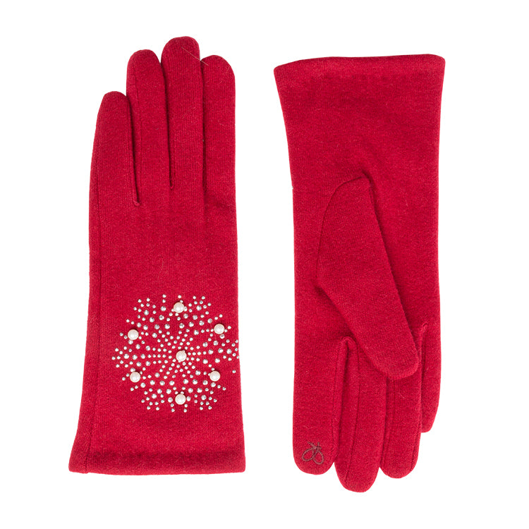 Tillie Jewelled Gloves Red - Scattee