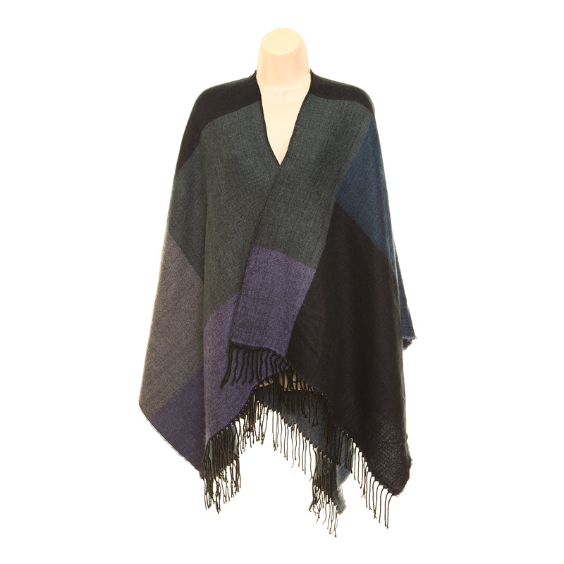 Supersoft Chelsea Checked Wrap Poncho Purple