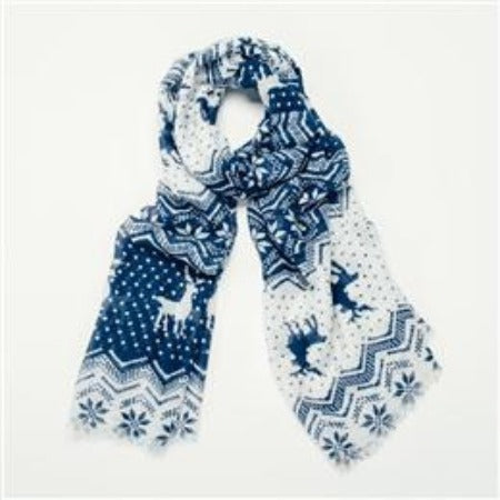 Ladies Snowflake Lightweight scarf with Deer Print