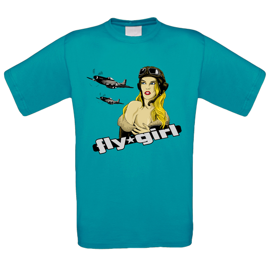 Fly Girl Nose Art Crew Neck T Shirt