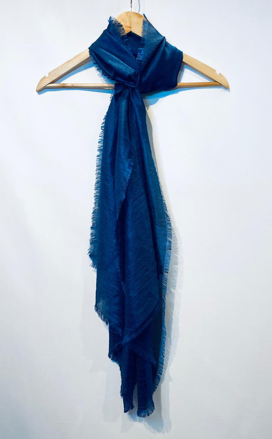 Lightweight Feather Trimmed Izzy Scarf Blue