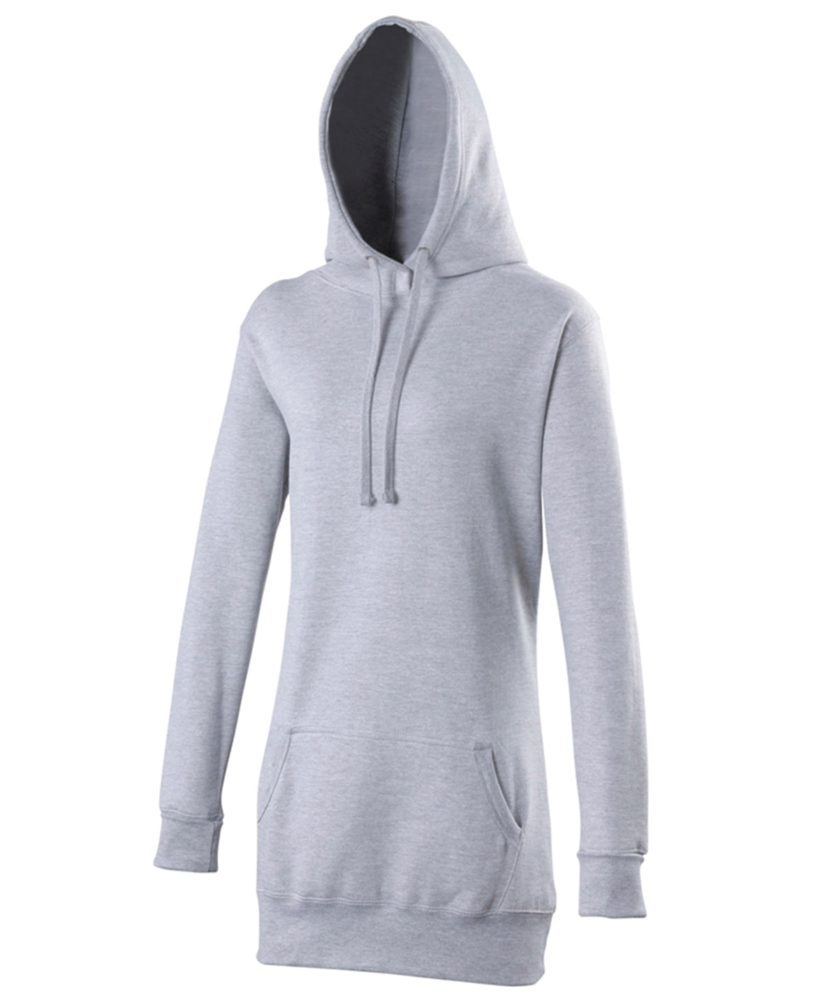 Longline Girlie Fitted Hoodie Heather Grey