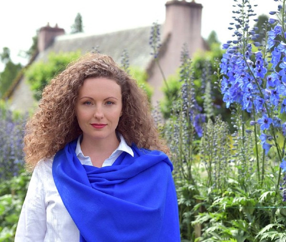 Luxury Highland Cashmere Lapis Blue Thistledown Cashmere Stole