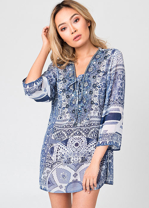 Summer Bead Embellishment and Diamante Detailing Myriam Tunic