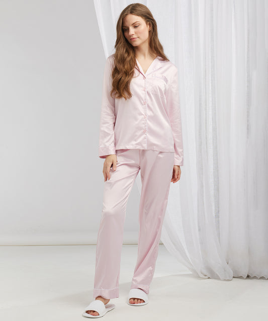 Women's satin long pyjamas Light Pink